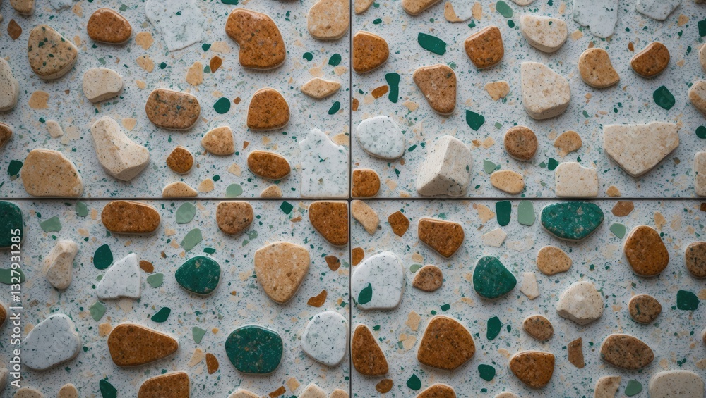 Poster seamless texture of ceramic tiles featuring a pattern in style. spotted multi-colored material desig