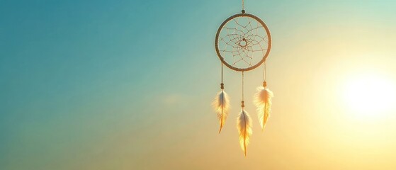 Dreamcatcher Sunset Serenity: A symbol of hope and dreams against a vibrant sky