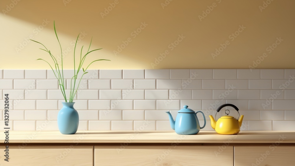 Poster cozy minimal counter mockup design for product presentation background. branding in style featuring 