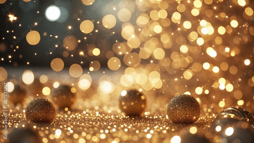 Poster Defocused abstract lights sparkle and glitter in a blurred background. Bokeh background.