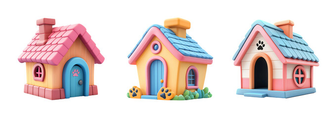 Colorful Cartoon Houses for Pets in a Playful Style and Cute Design