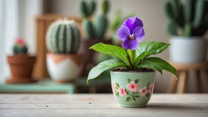 African violets in a domestic environment