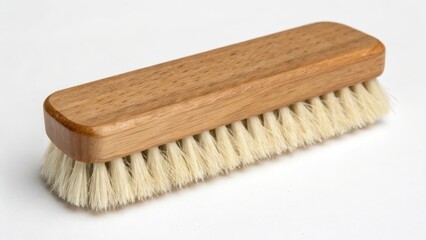 Wooden-handled brush on white background