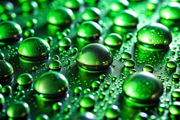 Naklejka premium Lush Green Water Droplet Panorama Background - Nature Stock Photo