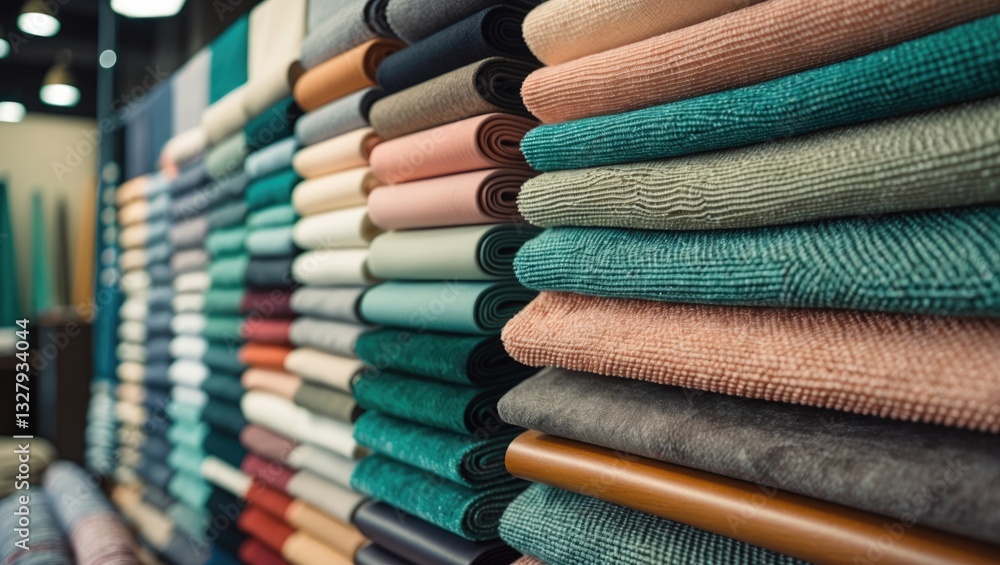Poster showcase of fabrics for furniture, presentation of textile materials for assembling and producing fu