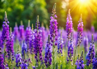 Obraz premium Lush Indigo Toria Blooms in Batumi Botanical Garden - Vibrant Spring Flowers