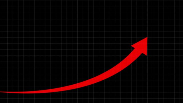 Business Growth Arrow and Graph Chart Animation Success Concept Business Line Arrow on Transparent Background. arrow rising transparent channel, business growth arrow and graph chart,