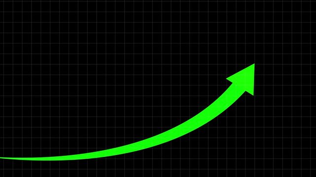 Business Growth Arrow and Graph Chart Animation Success Concept Business Line Arrow on Transparent Background. arrow rising transparent channel, business growth arrow and graph chart,