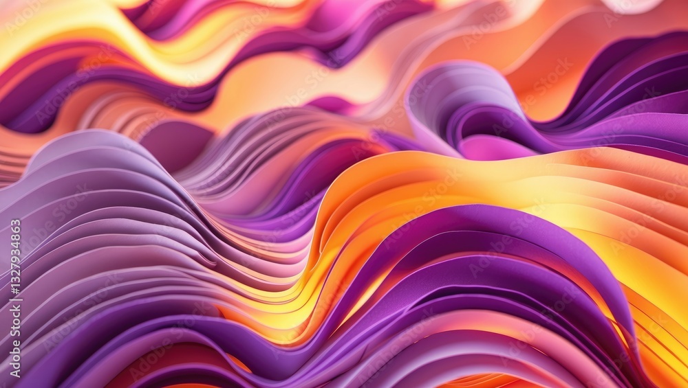 Poster macro photograph. abstract minimalistic backdrop - paper art. waves, paper cut. single frame from sh
