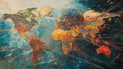 Colorful Artistic World Map Illustration