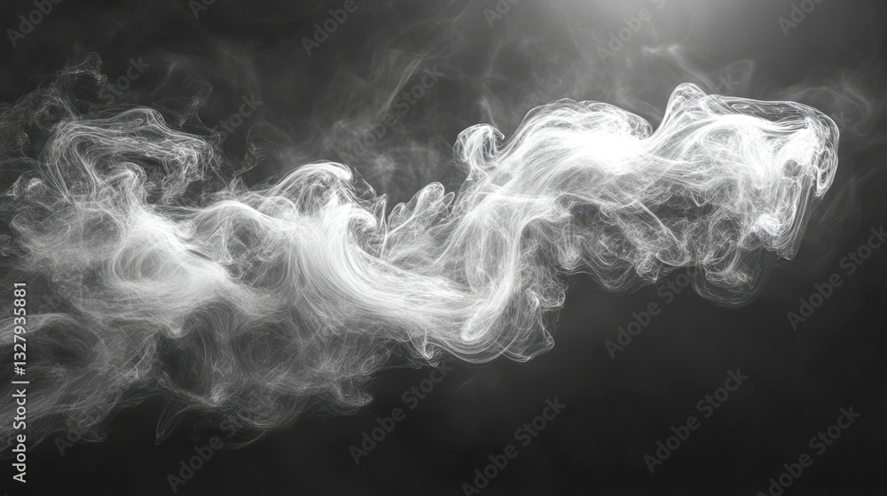 Aufkleber thick white smoke curls against a dark background creating intricate patterns and textures