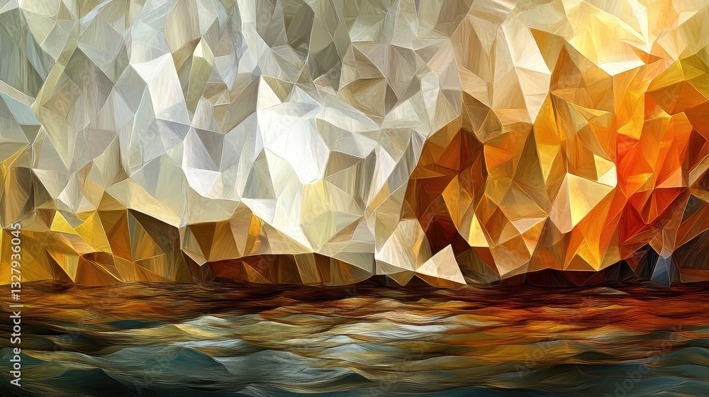 Poster vibrant colors blend and collide in a textured abstract representation, showcasing a stunning interp