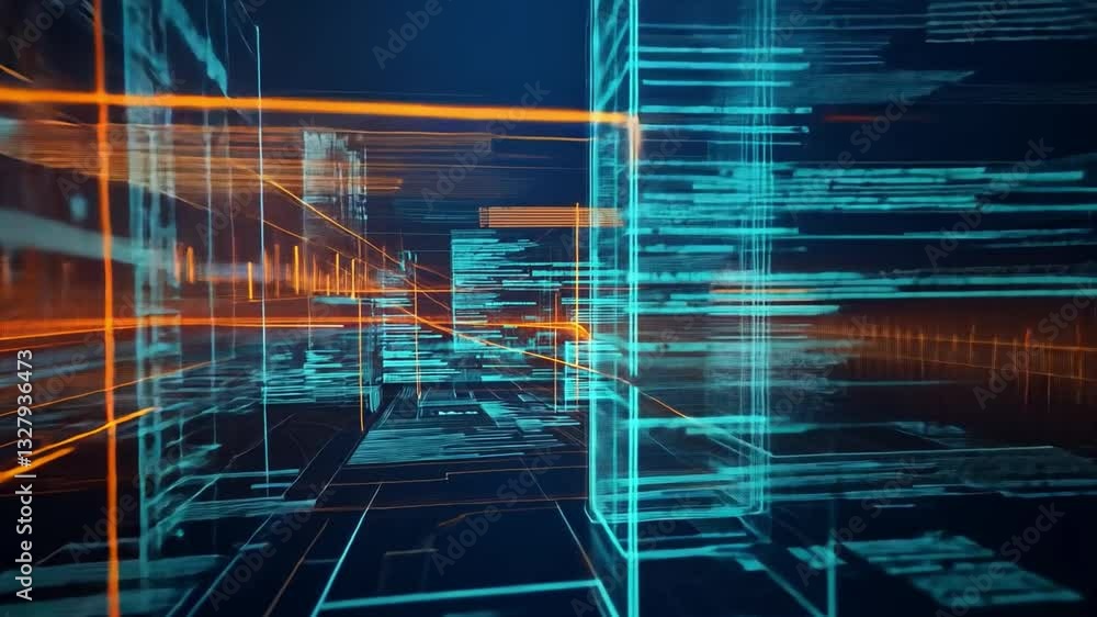 Poster futuristic digital interface with glowing lines and data streams dynamic high tech atmosphere showca