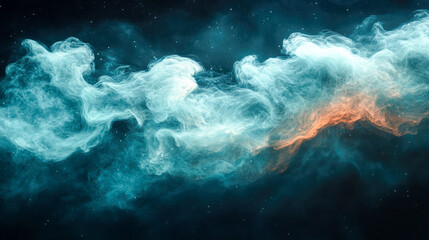 Fototapeta premium Rendered smoke swirling in space with a textured dark background and subtle color variations