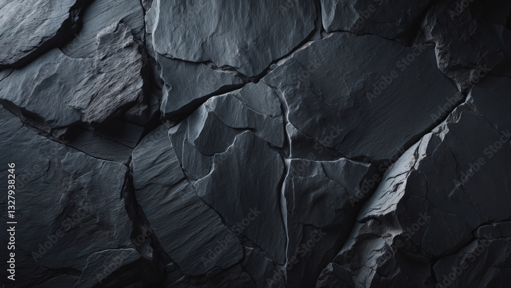 Poster dark slate background or texture in dark grey and black. background of black granite slabs.