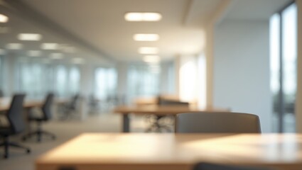 Abstract blurry office interior space