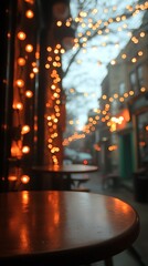 Obraz premium Cozy street cafe, evening lights