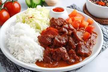 Delicious Beef Stew with Rice, Cabbage, and Tomatoes