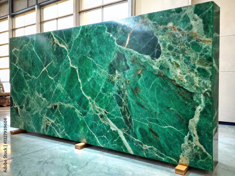 Poster luxurious emerald green marble texture: infinite pattern background