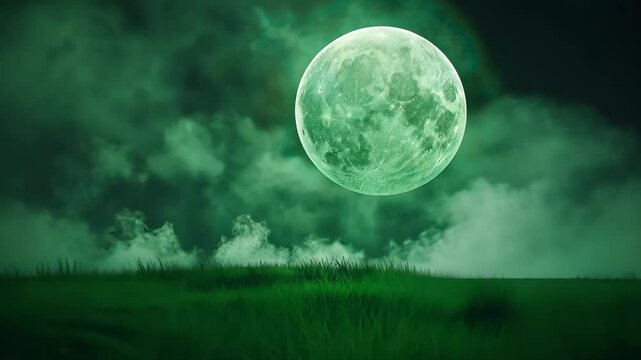Mysterious Green Planet in Dark Space with Eerie Atmosphere, Surreal Celestial Scene for Abstract Conceptual Designs, Capturing Unknown Universe and Cosmic Wonder