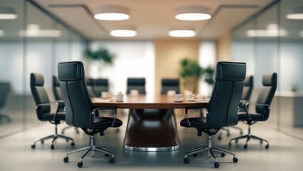 Abstract blurred image of contemporary office featuring interior concept fully furnished for background design concept.