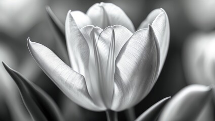 a gentle photograph of a tulip leaf