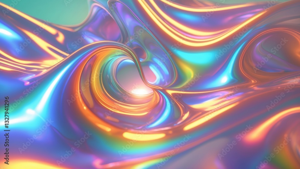 Aufkleber a complex interaction of rainbow colors forms a liquid-like abstraction on a glass surface with dist