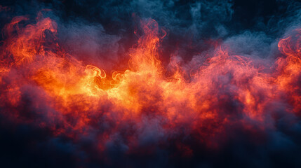 Vibrant wisps of smoke swirl against a dark backdrop highlighting shades of orange and red