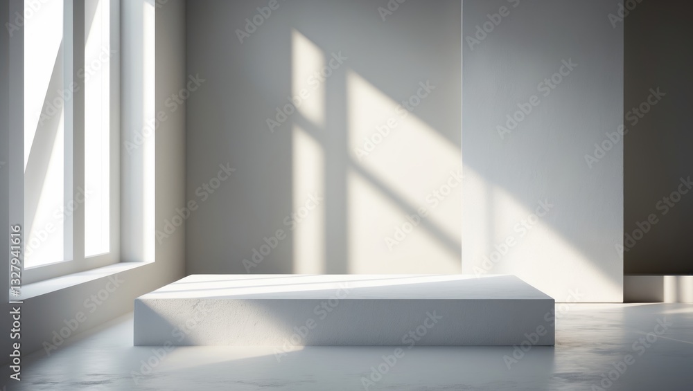 Aufkleber wall interior background, studio and backdrops for showcasing products with shadows from white and g