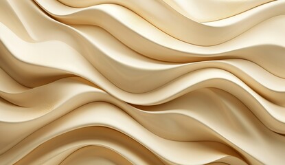 Obraz premium Beige Abstract Fabric with Soft 3D Waves and Layered Folds