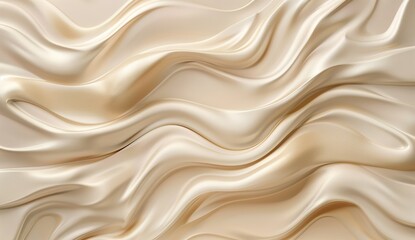 Obraz premium Beige Abstract Fabric with Soft 3D Waves and Layered Folds