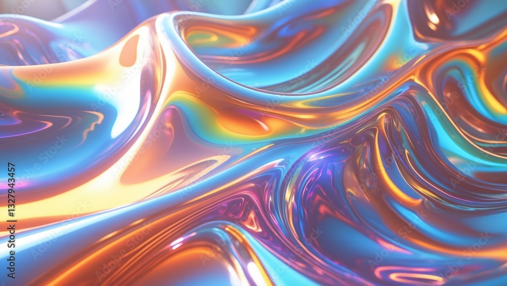 Poster a complex interaction of rainbow colors forms a liquid-like abstraction on a glass surface featuring