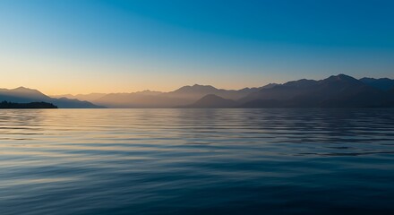 Serene Sunset over Mountain Lake