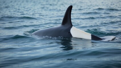 Naklejka premium A small group of pack Ice type B killer whales, shortly after having made a seal kill.
