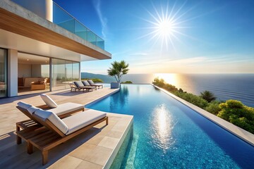 Luxurious Poolside Villa: Sun-Drenched Relaxation and Modern Architecture
