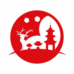 Lunar new year silhouette on white background.