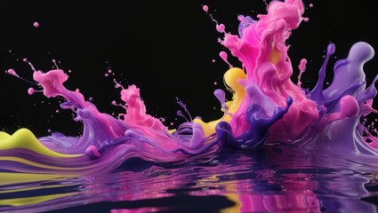 Obraz premium Abstract ink burst in water against black backdrop.