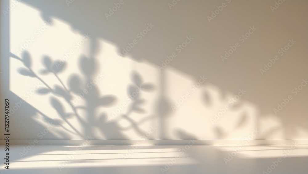 Poster minimalistic simple background featuring blurred foliage shadow on a wall. attractive background for