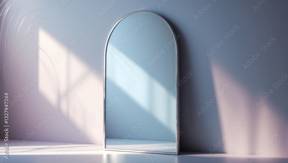 Aufkleber mirror reflecting light to surface in the background. abstract minimal geometric template.