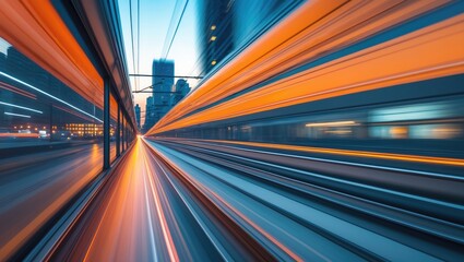 Abstract high-speed technology perspective of a train with motion blur concept from the monorail