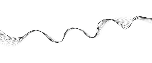 Flowing Dot Wave halftone gradient pattern on transparent background	
