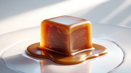 Melted caramel candy on a white background in isolation.