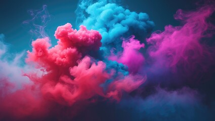 Merging of red and blue smoke with connection of colors
