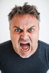 Angry Man Shouting, Close-up Portrait of Frustration and Rage