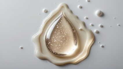 Cream gel transparent cosmetic sample texture featuring bubbles on a white background
