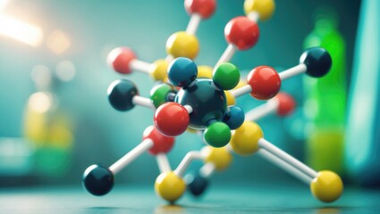 Close-up of ball-and-stick molecular model