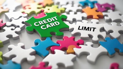 Fototapeta premium CREDIT CARD LIMIT displayed using alphabet puzzle pieces. Concept of business and finance.