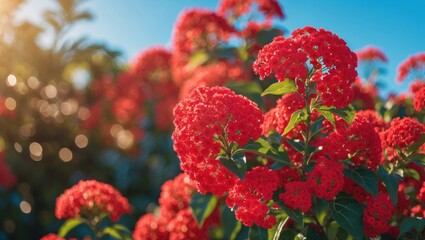 Frances Crepe Myrtle flower display in vibrant red blooms.
