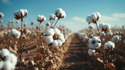Fields of cotton prepared for harvest