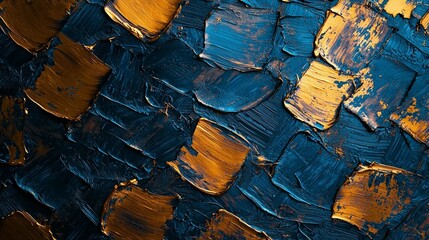 Abstract gold and blue paint texture.